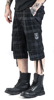 Black shorts with check pattern