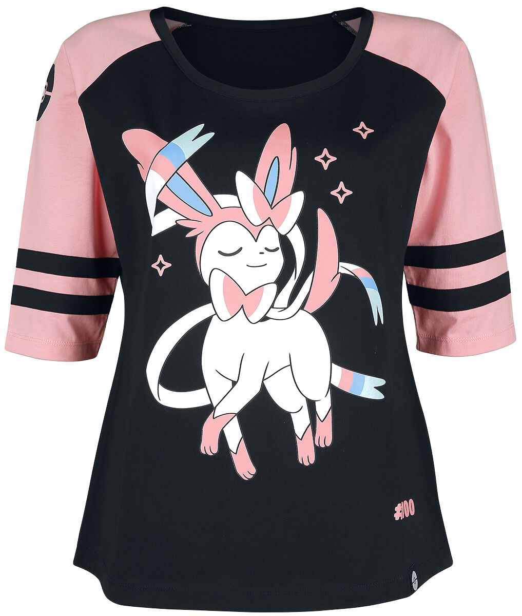 Pokémon T-Shirt Fille Rayé Pikachu Eevee Sylveon - Haut Manches Courtes Enfant