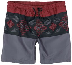 Tricolor Swim Shorts with Arrow Print, Black Premium by EMP, Swim Shorts