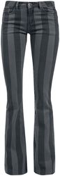 Grace - Black/Grey Striped Trousers, Gothicana by EMP, Cloth Trousers