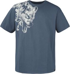 T-Shirt With Wolf Print, Black Premium by EMP, T-Shirt