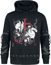 Hoodie with straps and eyelets, Black Blood by Gothicana, Hooded sweater