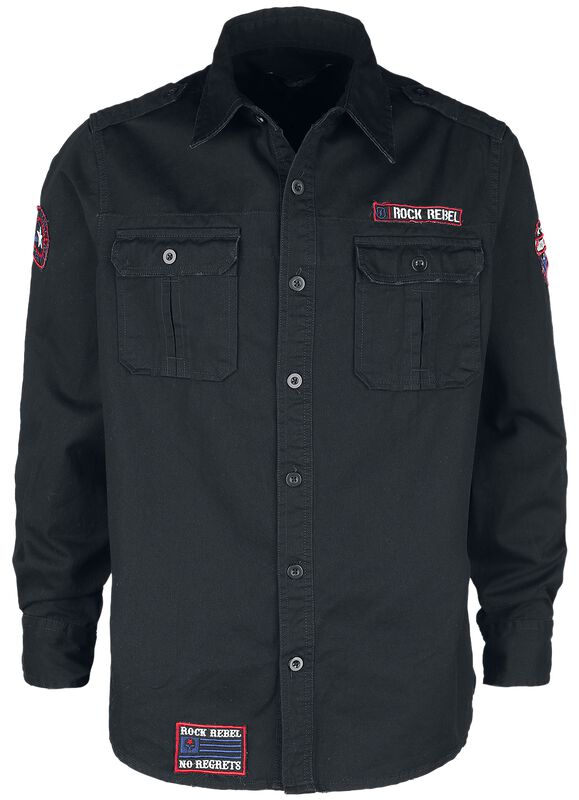 Long-sleeved shirt with patches and large back print