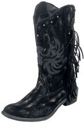 Dark-Brown Cowboy Boots with Fringe and Studs