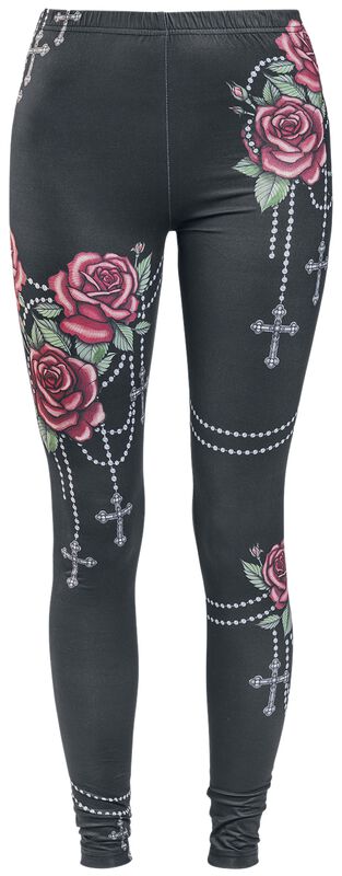 Leggings with roses and crosses