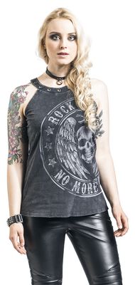 Rock Rebel Top with Print and Eyelets