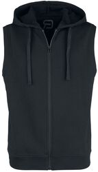 Black Sweat Vest with Hood, RED by EMP, Vest