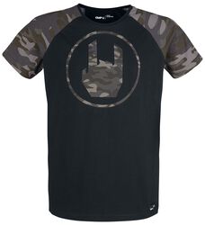 Black T-shirt with Camouflage Rockhand Print, EMP Stage Collection, T-Shirt