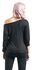 Black Long-Sleeve with Print and Wide Neckline