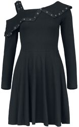Asymmetrisches Kleid mit Ösen, Rock Rebel by EMP, Medium-length dress