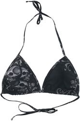 Black Triangle Bikini Top with Skull Print, Black Premium by EMP, Bikini Top
