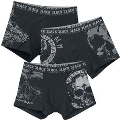 Black/Grey Underpants Set with Various Designs, Black Premium by EMP, Underpants
