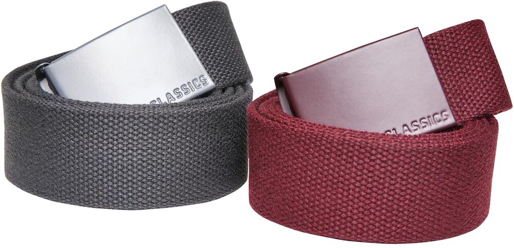 Colored Buckle Canvas Belt 2-Pack