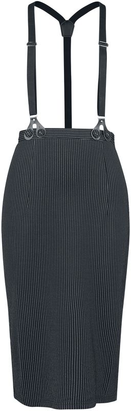 Pinstripe Button And Vent Detail Suspender Skirt