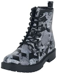 Lace-up boots with all-over rock hand print, EMP Stage Collection, Boot