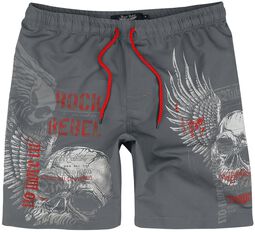 Swim Shorts with Skull Print, Rock Rebel by EMP, Swim Shorts