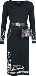 Gothicana X Elvira Dress with Belt and Bag, Gothicana by EMP, Medium-length dress