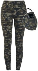 Olive-Coloured Camo Leggings with Side Pockets, Rock Rebel by EMP, Leggings