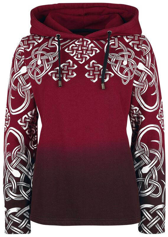 Red hoodie with Celtic print