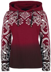 Red hoodie with Celtic print, Black Premium by EMP, Hooded sweater