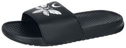 EMP sandals with moth and crescent moon print