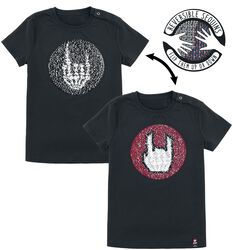 T-Shirt with Sequins and Rockhand Motif