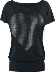 T-Shirt with Rhinestone Heart