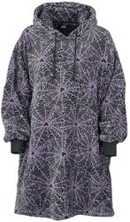 Fleecy hoodie with spider-web print