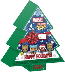 Gingerbread tree Christmas box - POP! Set of 4 key rings (glow in the dark), Marvel, Funko Pocket Pop!
