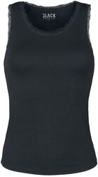 Vest with lace detail, Black Premium by EMP, Short Sleeve Undershirts