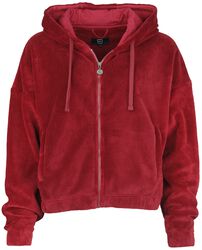 Fluffy hoodie, RED by EMP, Hooded zip