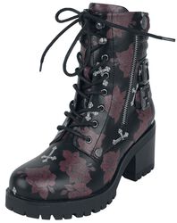Rose-print, lace-up boots, Rock Rebel by EMP, Boot