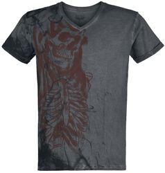 T-Shirt mit Waschnung in Skelett Print