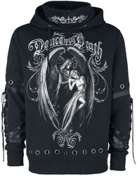 Gothicana X Anne Stokes - Black Hoodie with Print and Details, Gothicana by EMP, Hooded sweater