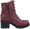 Dark Red Lace-Up Boots with Buckles and Heel