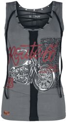 Rock Rebel X Route 66 - Grey Top with Lacing and Prints