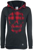 Checkered Detail Hoody, RED by EMP, Hooded sweater