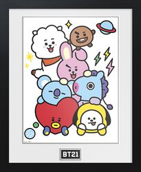 Characters Stack, BT21, Framed Image