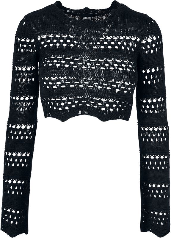 Ladies’ cropped crochet knit jumper