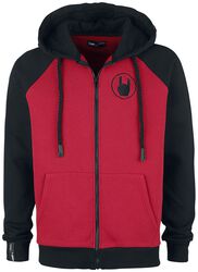 Red/Black Hooded Jacket with Raglan Sleeves