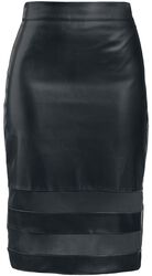 Pencil skirt with mesh, Black Premium by EMP, Medium-length skirt