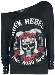 Long-sleeved shirt with skull and roses print, Rock Rebel by EMP, Long-sleeve Shirt