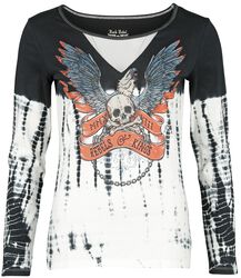 Tie-dye long-sleeved top with large front print, Rock Rebel by EMP, Long-sleeve Shirt