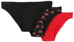 Pack of three briefs with heart print, Black Premium by EMP, Panty Set