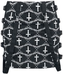 Gothicana X Anne Stokes - Black Mini Skirt with Pattern and Straps