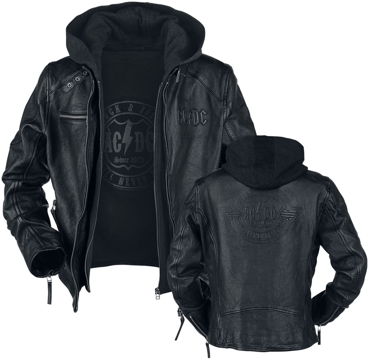 Rock Roll Will Never Die Ac Dc Leather Jacket Emp