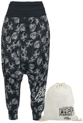 Don't Fuck Up The World - Black Harem Trousers with Print, EMP Special Collection, Cloth Trousers