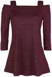 Red long-sleeved shirt with flared hemline, RED by EMP, Long-sleeve Shirt