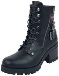 Black Boots with Buckles and Decorative Zips