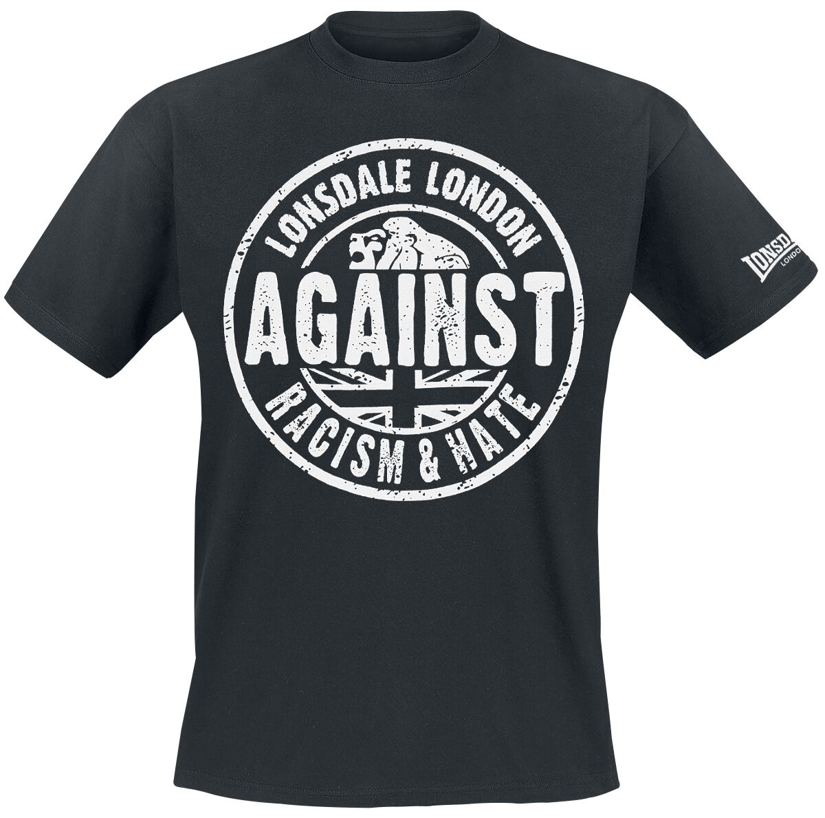 contre le racisme /& la haine 111238 LONSDALE LONDON t-shirt /"AGAINST RACISM/"Black